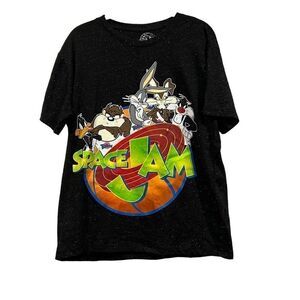 SPACE JAM Black Graphic T-Shirt Sz.L